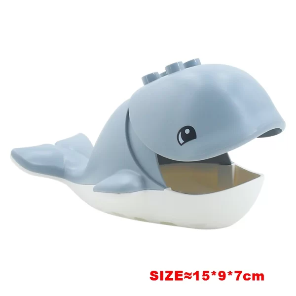 Big Accessories Building Blocks Aquarium Dolphin Shark Seahorse Prairie Lion Leopard Bear Elephant Series DIY Duploes Gift Toys - Image 2