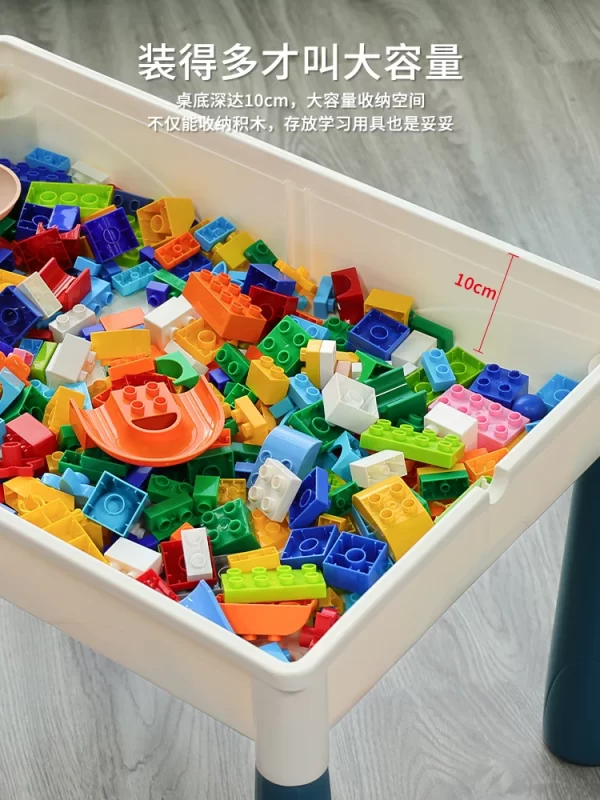 Building block table, children's multifunctional toy table, boy's puzzle toy, puzzle baby building block game table, large parti - Image 3