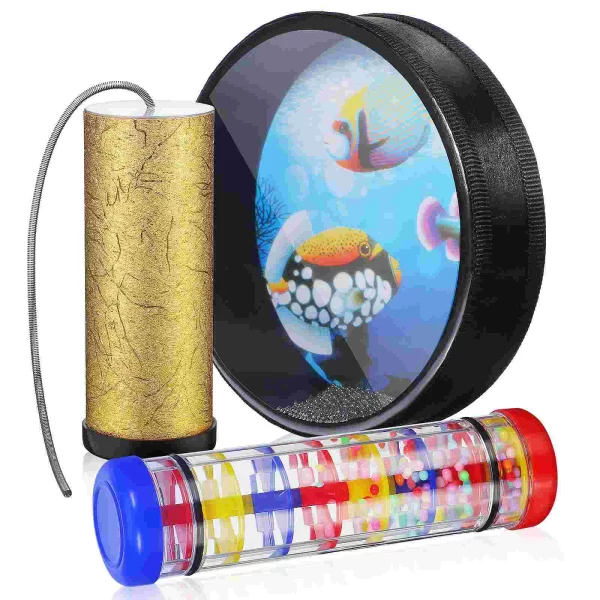 Orff Percussion Children Wave Bead Sound Drum Musical Instrument Kid Baby Toy Hand Sea with Rain Stick Spring Toddler Toys for - Image 2