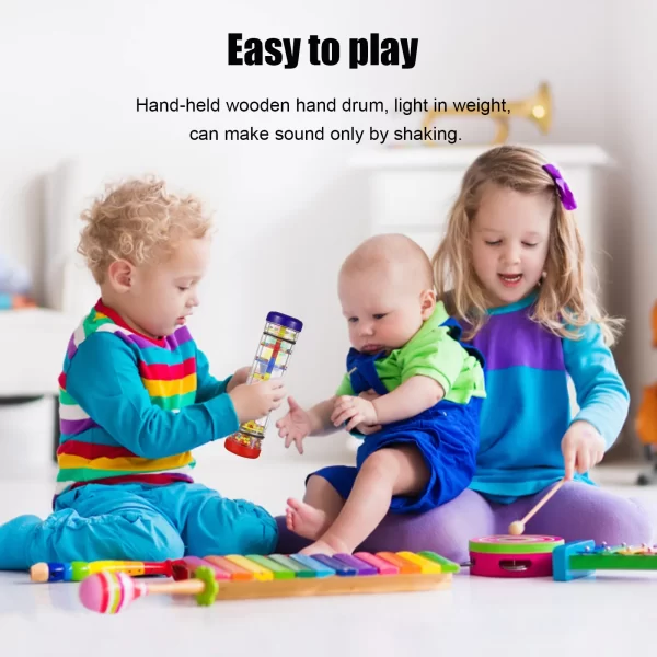 Orff Percussion Children Wave Bead Sound Drum Musical Instrument Kid Baby Toy Hand Sea with Rain Stick Spring Toddler Toys for - Image 6